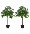 Set Of 2 90cm/3FT Artificial Bay Laurel Topiary Trees w/Pot Fake Plant