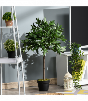 Set Of 2 90cm/3FT Artificial Bay Laurel Topiary Trees w/Pot Fake Plant