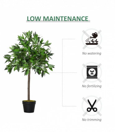 Set Of 2 90cm/3FT Artificial Bay Laurel Topiary Trees w/Pot Fake Plant