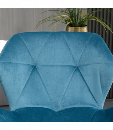 Set Of 2 Luxurious Velvet-Touch Bar Stools w/ Metal Frame Footrest Base Blue