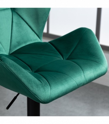 Set Of 2 Luxurious Velvet-Touch Bar Stools w/ Metal Frame Footrest Base Green