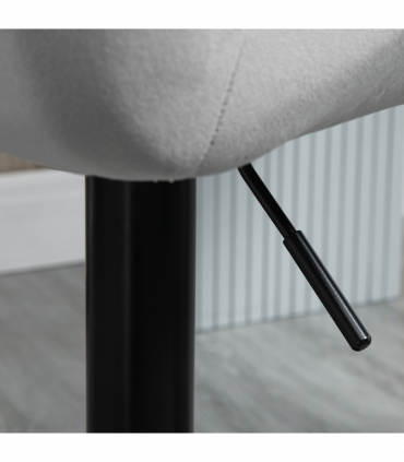 Set Of 2 Luxurious Velvet-Touch Bar Stools w/ Metal Frame Footrest Base Grey