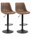Set Of 2 Microfibre Retro Tub Bar Stools w/ Metal Frame Footrest Home Seat Brown