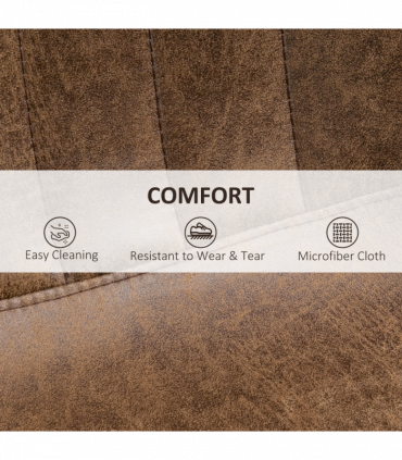 Set Of 2 Microfibre Retro Tub Bar Stools w/ Metal Frame Footrest Home Seat Brown