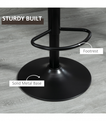 Set Of 2 Microfibre Retro Tub Bar Stools w/ Metal Frame Footrest Home Seat Brown