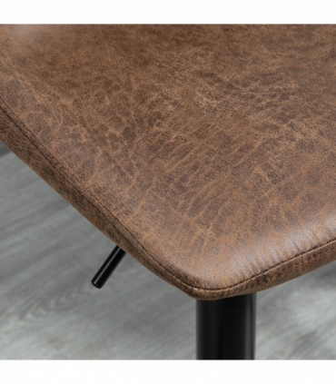 Set Of 2 Microfibre Retro Tub Bar Stools w/ Metal Frame Footrest Home Seat Brown