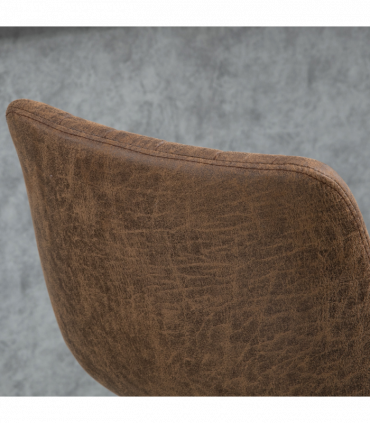 Set Of 2 Microfibre Retro Tub Bar Stools w/ Metal Frame Footrest Home Seat Brown