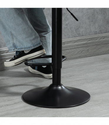 Set Of 2 Microfibre Retro Tub Bar Stools w/ Metal Frame Footrest Home Seat Brown