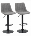 Set Of 2 Microfibre Retro Tub Bar Stools w/ Metal Frame Footrest Home Seat Grey