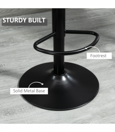 Set Of 2 Microfibre Retro Tub Bar Stools w/ Metal Frame Footrest Home Seat Grey