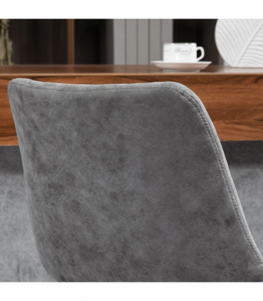 Set Of 2 Microfibre Retro Tub Bar Stools w/ Metal Frame Footrest Home Seat Grey