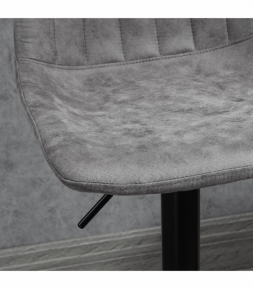 Set Of 2 Microfibre Retro Tub Bar Stools w/ Metal Frame Footrest Home Seat Grey