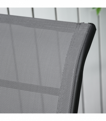 Set Of 2 Outdoor Sun Recliner Loungers with Adjustable Footrest, Grey