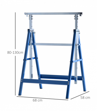 Set Of 2 Steel Adjustable Saw Horses Telescopic Builders Trestle/Bench
