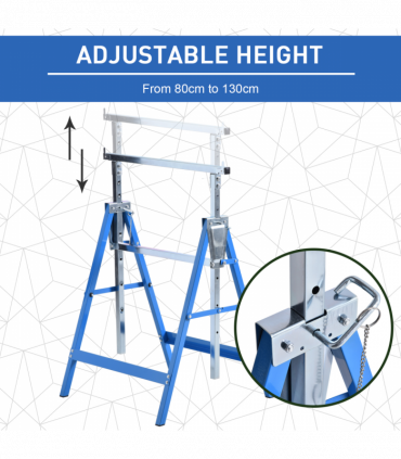 Set Of 2 Steel Adjustable Saw Horses Telescopic Builders Trestle/Bench