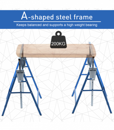 Set Of 2 Steel Adjustable Saw Horses Telescopic Builders Trestle/Bench