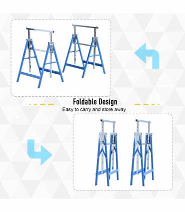 Set Of 2 Steel Adjustable Saw Horses Telescopic Builders Trestle/Bench