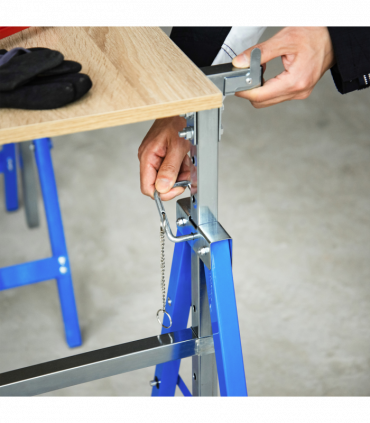 Set Of 2 Steel Adjustable Saw Horses Telescopic Builders Trestle/Bench