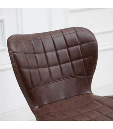 Set of 2 Adjustable Height Swivel Bar Chairs in PU Leather with Backrest Brown