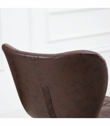 Set of 2 Adjustable Height Swivel Bar Chairs in PU Leather with Backrest Brown