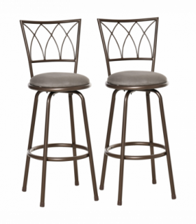 Set of 2 Bar Chairs Swivel Armless Upholstered Metal Frame Barstools