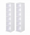 Set of 2 CD Media Display Shelf Unit Tower Rack Adjustable, White