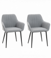 Set of 2 Dining Chairs Upholstered with Metal Legs, Light Grey 2 h