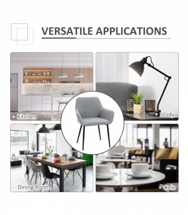 Set of 2 Dining Chairs Upholstered with Metal Legs, Light Grey 2 h