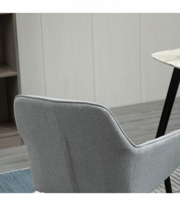 Set of 2 Dining Chairs Upholstered with Metal Legs, Light Grey 2 h