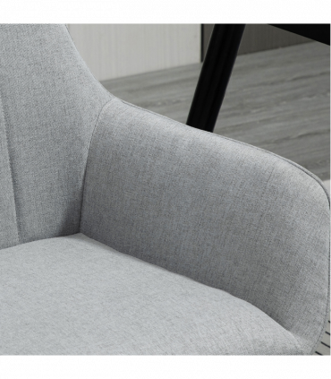 Set of 2 Dining Chairs Upholstered with Metal Legs, Light Grey 2 h