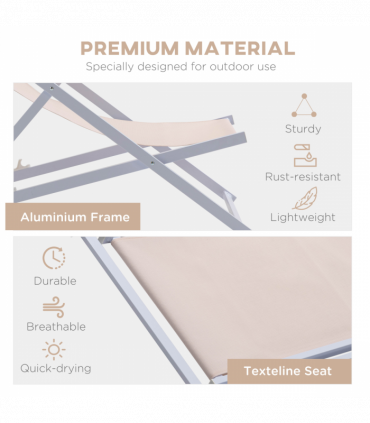 Set of 2 Folding  Deck Folding Chairs  Garden Patio Lounger, White