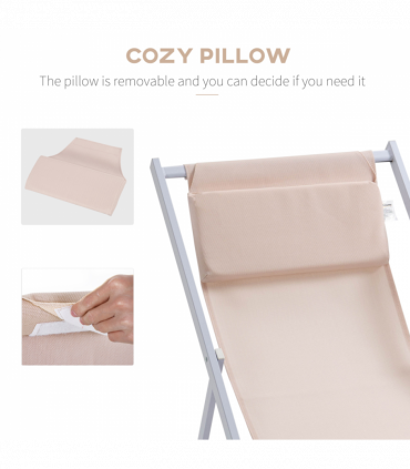 Set of 2 Folding  Deck Folding Chairs  Garden Patio Lounger, White