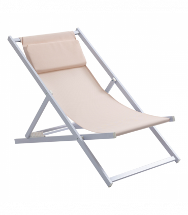 Set of 2 Folding  Deck Folding Chairs  Garden Patio Lounger, White