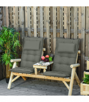 Set of 2 Garden Chair Cushion Seat, Dark Grey