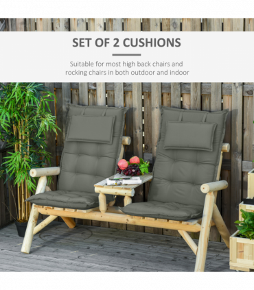 Set of 2 Garden Chair Cushion Seat, Dark Grey