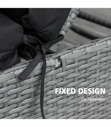 Set of 2 Lounger Cushions Deep Seat Patio Cushions with Ties Black