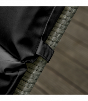 Set of 2 Lounger Cushions Deep Seat Patio Cushions with Ties Black