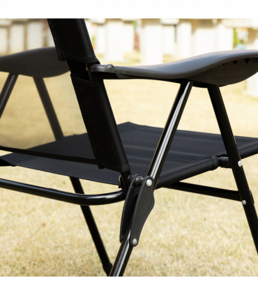 Set of 2 Metal Portable Folding Recliner w/ Adjustable Backrest, Black