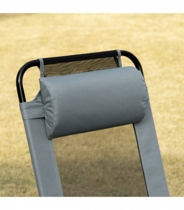 Set of 2 Metal Portable Folding Recliner w/ Adjustable Backrest, Grey