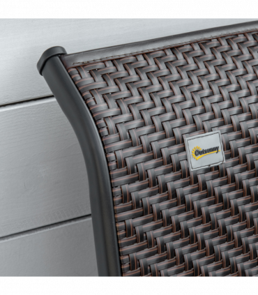 Set of 2 Outdoor Patio PE Rattan Dining Armrests Chair Adjustable Red Brown