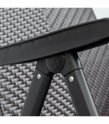 Set of 2 Outdoor Patio PE Rattan Dining Armrests Chair Adjustable Red Brown