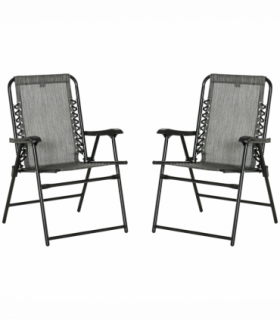 Set of 2 Patio Folding Dining Chair Set Garden Outdoor Grey