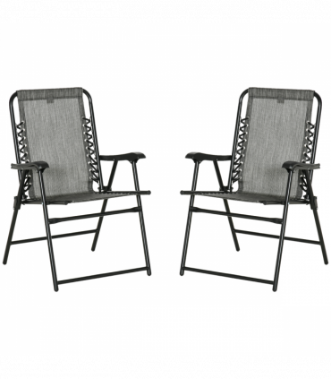 Set of 2 Patio Folding Dining Chair Set Garden Outdoor Grey