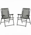 Set of 2 Patio Folding Dining Chair Set Garden Outdoor Grey