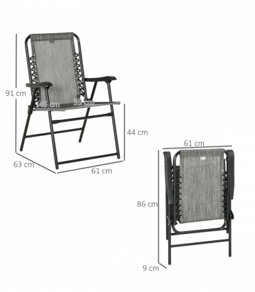 Set of 2 Patio Folding Dining Chair Set Garden Outdoor Grey