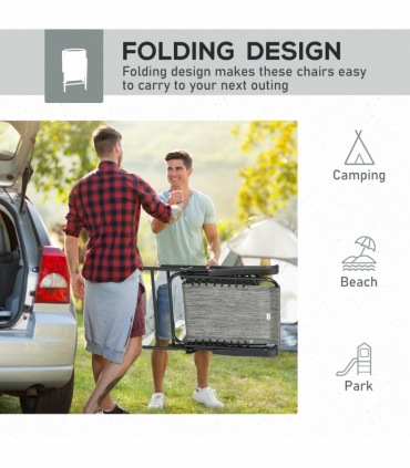 Set of 2 Patio Folding Dining Chair Set Garden Outdoor Grey