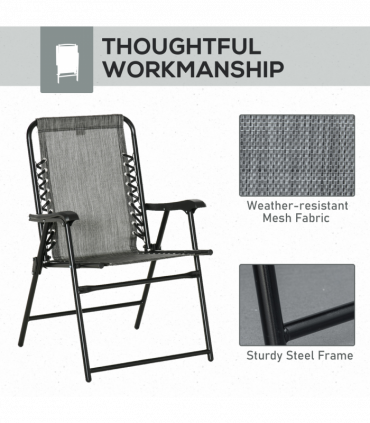 Set of 2 Patio Folding Dining Chair Set Garden Outdoor Grey