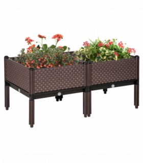 Set of 2 Raised Bed, Elevated Planter Box & Self-Watering Design & Drainage Holes