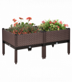Set of 2 Raised Bed, Elevated Planter Box & Self-Watering Design & Drainage Holes
