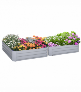 Set of 2 Raised Garden Bed, Galvanized Steel Frame 1m x 1m x 0.3m